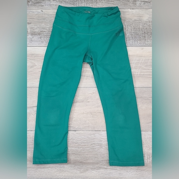 THE North Face Flash Dry Green Cropped Athletic Wide Yoga Waist Leggings - Picture 2 of 7